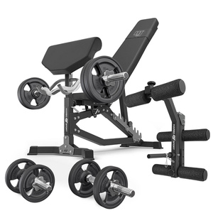 Set MS39_2.0_42KG_G | panca bifacciale + modulo preacher + pressa per gambe + barre rinforzate e pesi gommati 42 kg - Marbo Sport