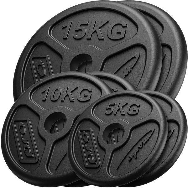 Set di pesi Olimpico in Ghisa con foro ø51 mm | Set 60 kg / 2 x 15 kg + 2 x 10 kg + 2 x 5 kg - Marbo Sport