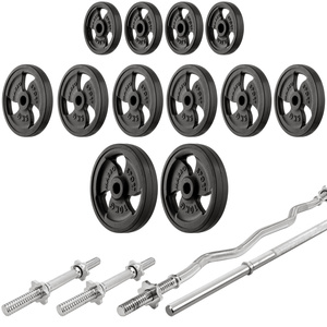 Set MH24_126KG_KIER_G | Panca regolabile per esercizi MH-L115 + supporti multilivello MH-S204 + barre rinforzate e pesi gommati 83 kg - Marbo Sport