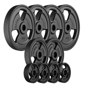 Set pesi in ghisa gommati Tri-Grip con foro ø 31 mm | Set 29 kg / 4 x 5 kg + 2 x 2,5 kg + 4 x 1 kg - Marbo Sport