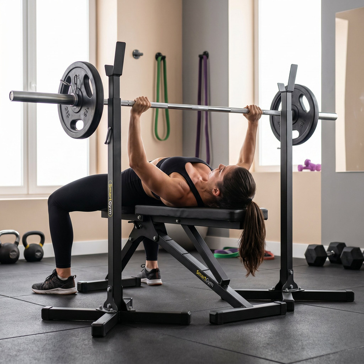 Set SG1 | Panca da ginnastica SG-11 + supporti per bilancieri regolabili SG-10 - SmartGym Fitness Accessories