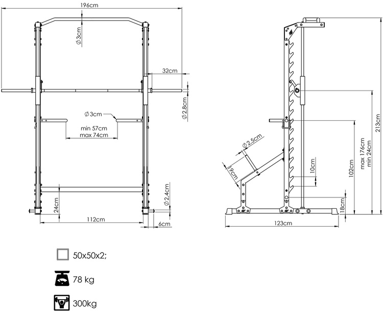 Smith Machine con cuscinetti lineari MS-U117 2.0 - Marbo Sport