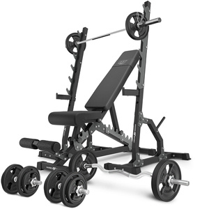 Set MS24_2.0_83KG_G | panca bifacciale + stativi multilivello (2 pezzi) + barre rinforzate e pesi gommati 83 kg - Marbo Sport