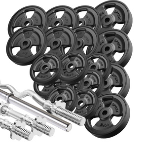 Set di barre rinforzate e pesi gommati 113 kg - Marbo Sport