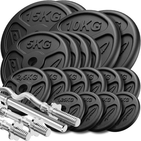 Set di barre rinforzate e pesi 113 kg - Marbo Sport