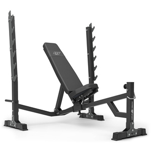 Set MS41_2.0_113KG_G |Panca regolabile con supporti e inclinazione negativa + modulo preacher + pressa per gambe + stazione pulldown + barre rinforzate e pesi gommati 113 kg - Marbo Sport