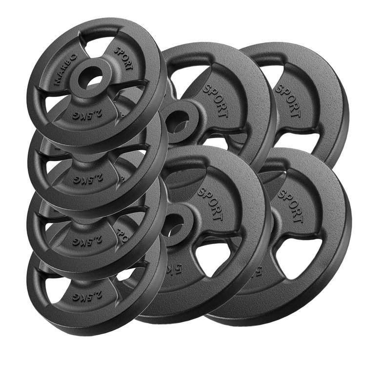 Set di pesi in ghisa Tri-Grip con foro ø31 mm | Set 30 kg / 4 x 5 kg + 4 x 2,5 kg - Marbo Sport