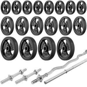 Set MS24_2.0_113KG_G | panca bifacciale + stativi multilivello (2 pezzi) + barre rinforzate e pesi gommati 113 kg - Marbo Sport