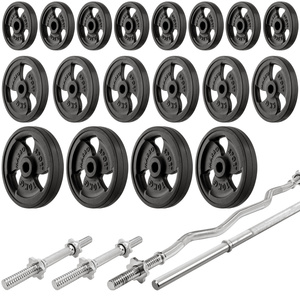 Set MH19_141KG_KIER_G | Panca regolabile per esercizi MH-L115 + supporti orientabili MH-S201 + barre rinforzate e pesi gommati 113 kg - Marbo Sport