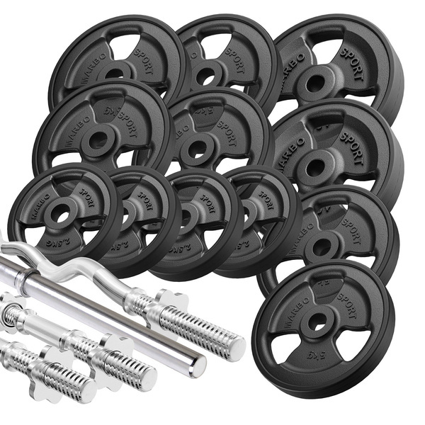 Set di barre rinforzate e pesi gommati 83 kg - Marbo Sport
