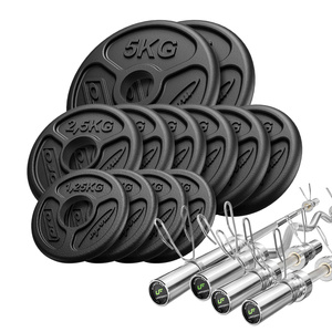 Set 65 kg | Barra olimpionica 180 cm + barra olimpionica curl 120 cm + 2x barra olimpionica corta 50cm + pesi olimpico 2x5kg, 6x2.5kg, 4x1.25kg - Marbo Sport