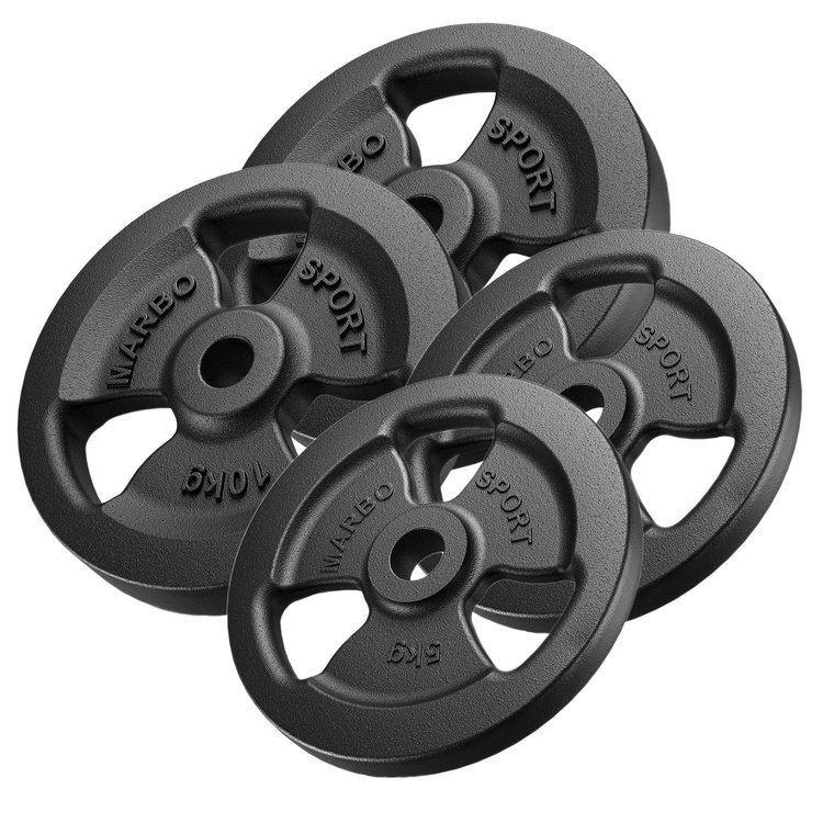 Set di pesi in ghisa Tri-Grip con foro ø31 mm | Set 30 kg / 2 x 10 kg + 2 x 5 kg - Marbo Sport