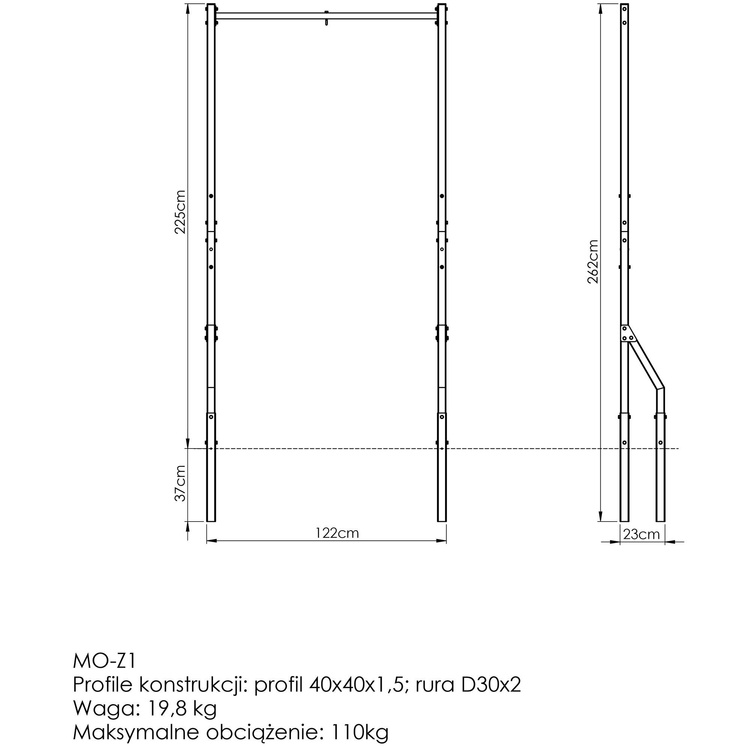 Barra per trazioni esterna con supporto per sacca MO-Z1 - Marbo Sport