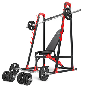 Set MH24_126KG_KIER_G | Panca regolabile per esercizi MH-L115 + supporti multilivello MH-S204 + barre rinforzate e pesi gommati 83 kg - Marbo Sport