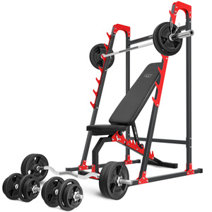 Set MH8_155KG_KIER | Panca reclinabile regolabile MH-L114 + supporti orientabili (2 pezzi) MH-S201 + barre rinforzate e pesi 113 kg - Marbo Sport