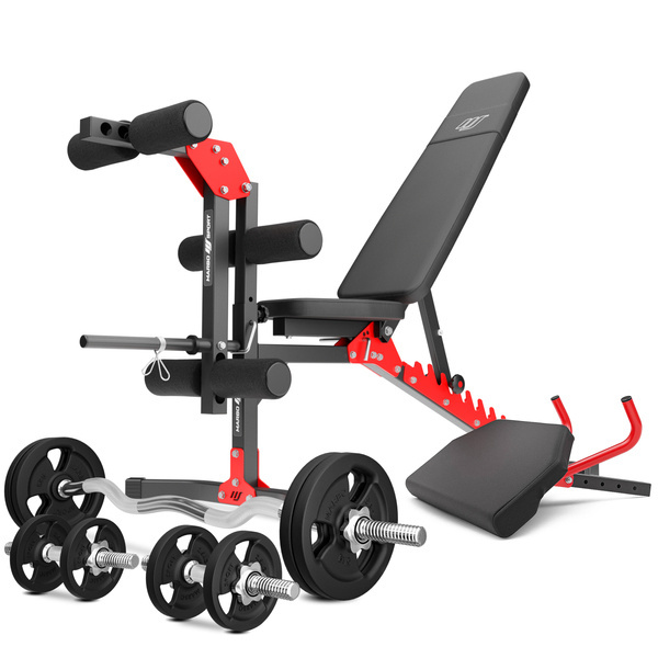 Set MH1 | Panca regolabile per esercizi MH-L115 + modulo preacher per panca Home MH-A101 + supporto per esercizi per gambe MH-A102 - Marbo Sport