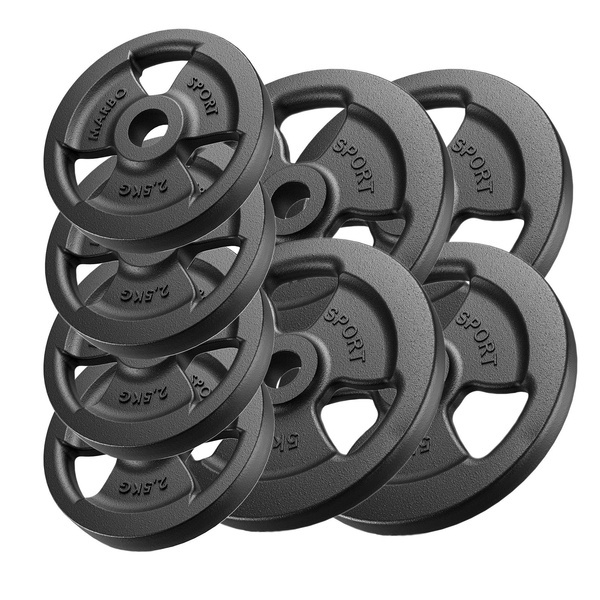 Set di pesi in ghisa Tri-Grip con foro ø31 mm | Set 30 kg / 4 x 5 kg + 4 x 2,5 kg - Marbo Sport