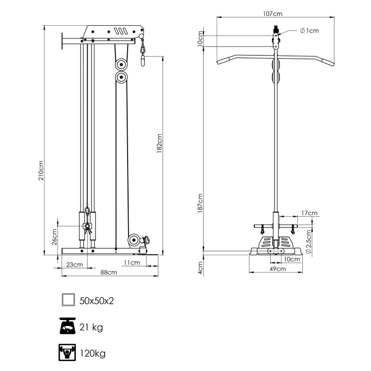 Lat machine da parete con doppie guide MS-W103 2.0 – Marbo Sport