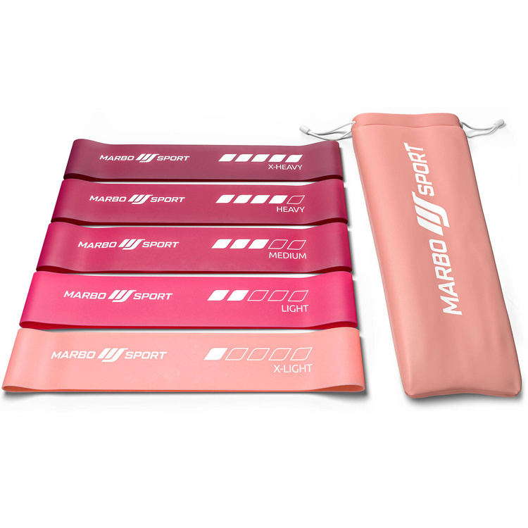 Set di 5 bande di resistenza rosa 600 x 50 mm - Marbo Sport