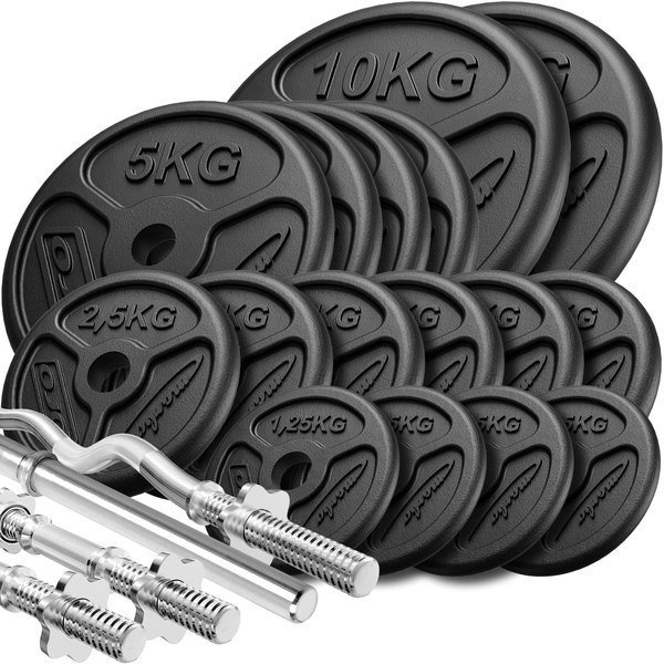Set di barre rinforzate e pesi 83 kg - Marbo Sport