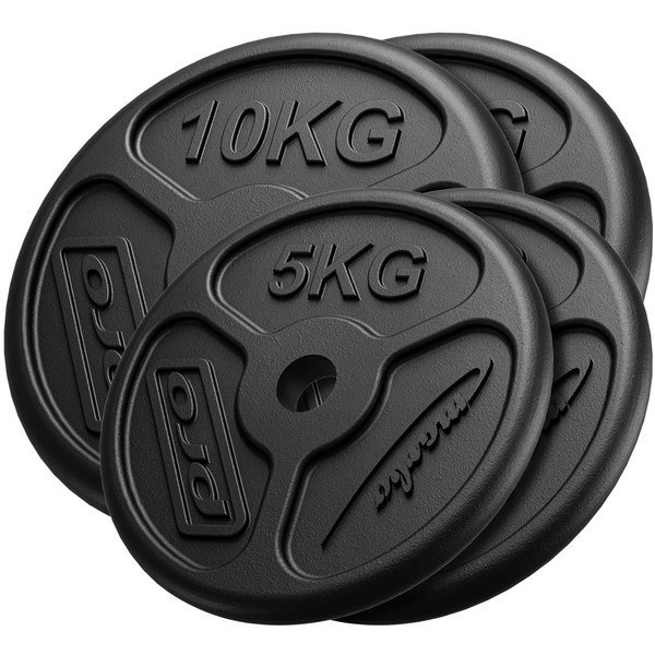 Set di pesi in ghisa SLIM con foro ø31 mm | Set 30 kg / 2 x 10 kg + 2 x 5 kg - Marbo Sport