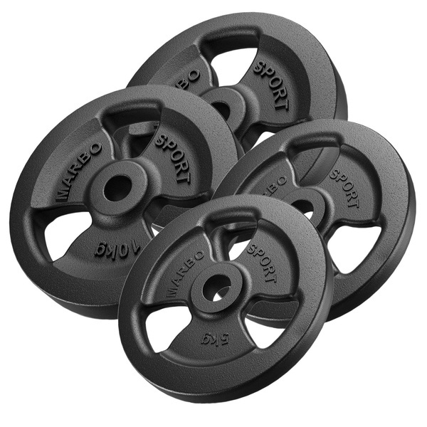 Set di pesi in ghisa Tri-Grip con foro ø31 mm | Set 30 kg / 2 x 10 kg + 2 x 5 kg - Marbo Sport