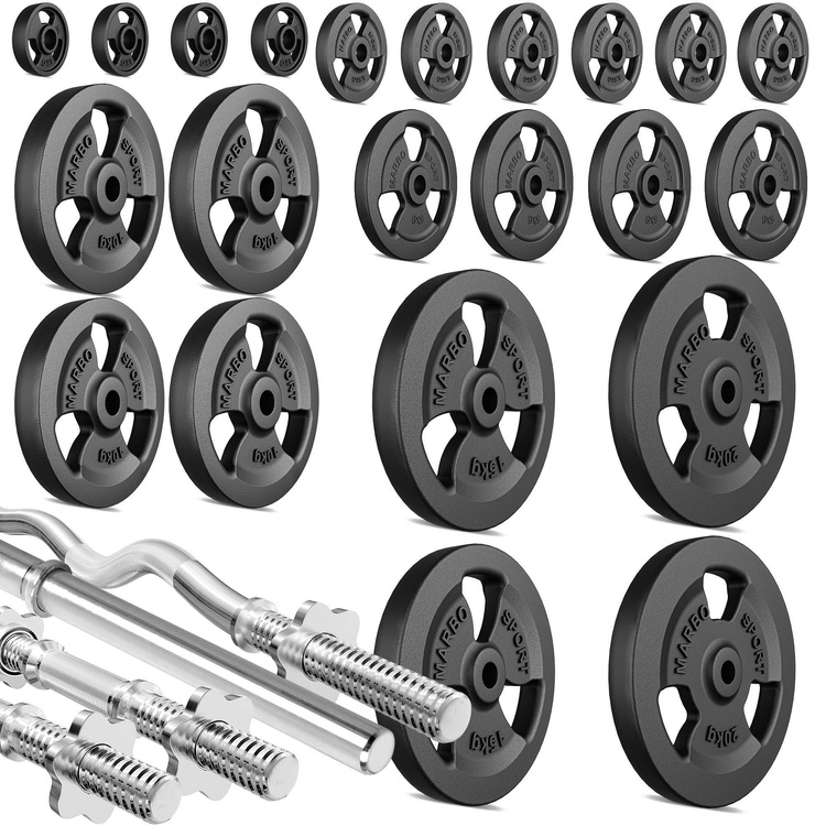 Set di barre rinforzate e pesi 172 kg - Marbo Sport