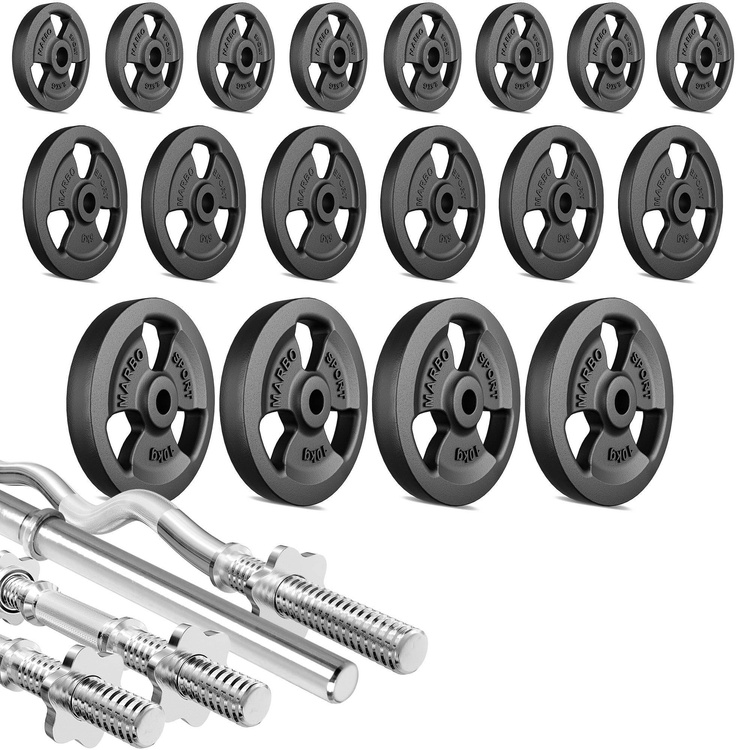 Set di barre rinforzate e pesi 113 kg - Marbo Sport