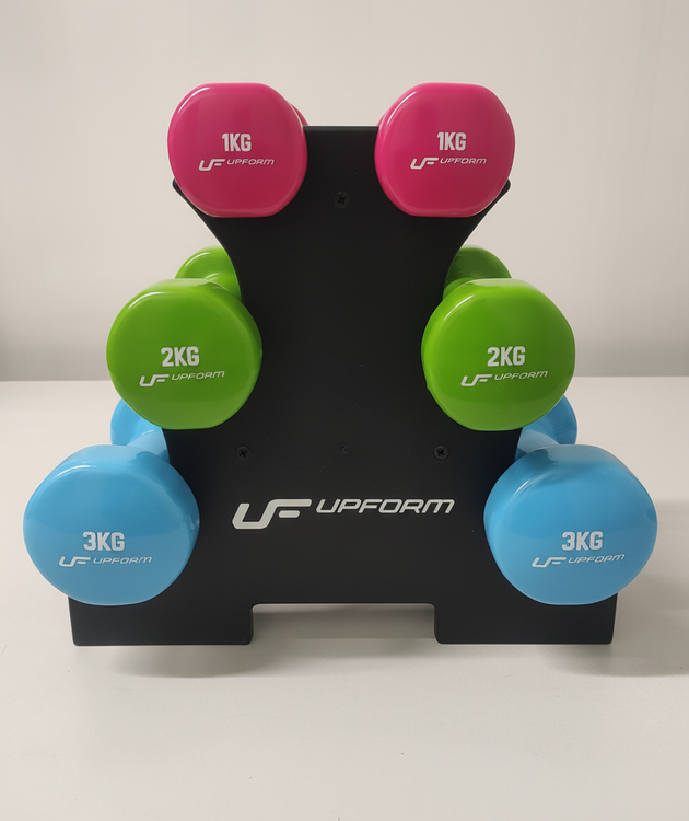 Set di manubri fitness in vinile 12 kg con supporto – UpForm