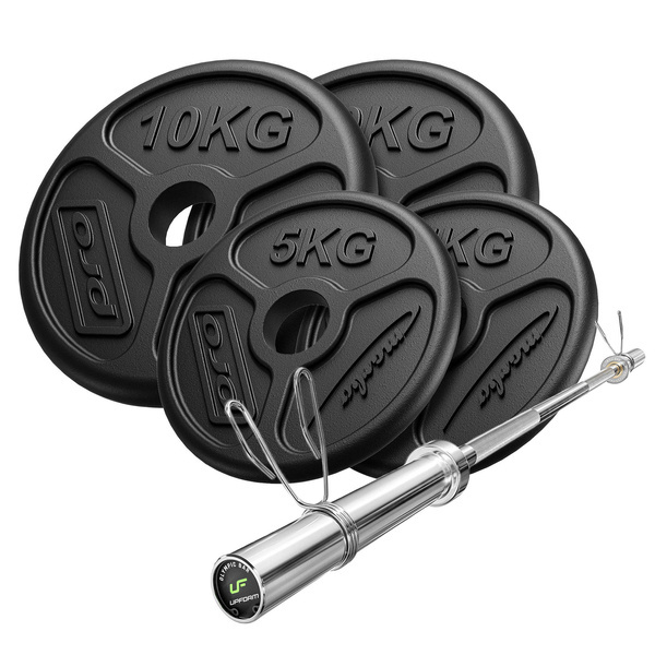 Set 45 kg | Barra olimpionica 180 cm + pesi olimpico 2x10kg, 2x5kg - Marbo Sport