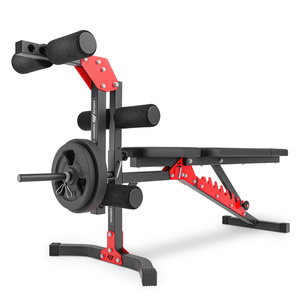 Set MH1_68KG_KIER | Panca regolabile per esercizi MH-L115 + modulo preacher per panca Home MH-A101 + supporto per esercizi per gambe MH-A102 + barre rinforzate e pesi 42 kg - Marbo Sport