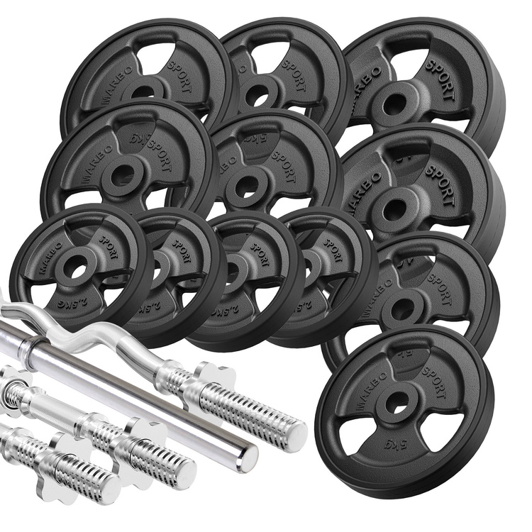 Set di barre rinforzate e pesi gommati 83 kg - Marbo Sport