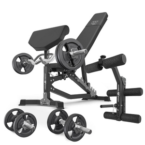 Set MS39_2.0_42KG | panca bifacciale + modulo preacher + pressa per gambe + barre rinforzate e pesi 42 kg - Marbo Sport