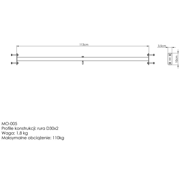 Barra dritta per esterni con portaborse MO-005 - Marbo Sport
