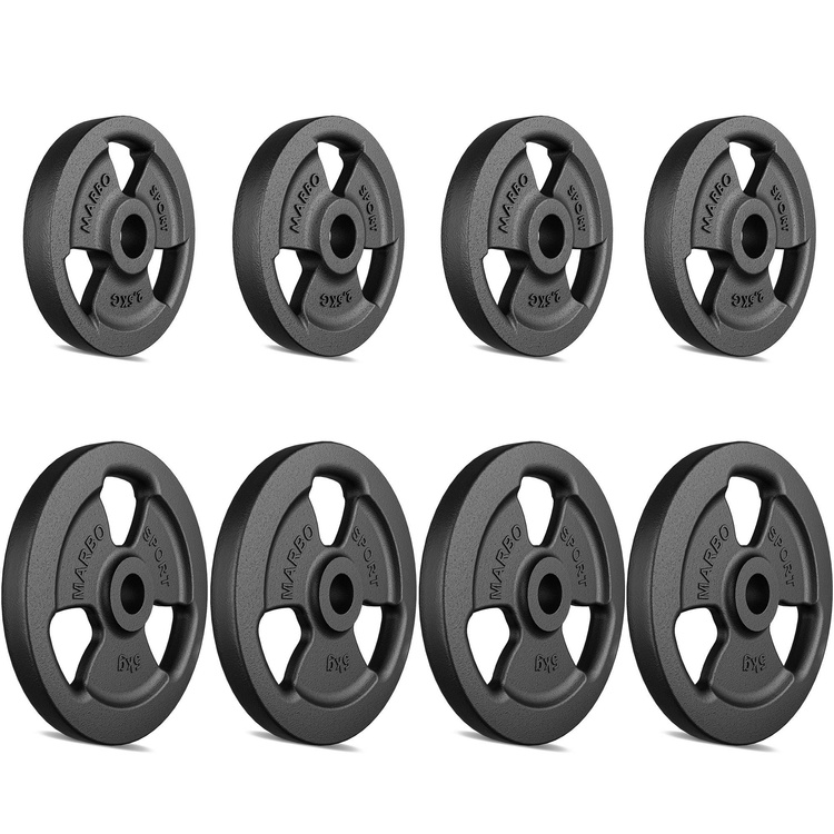 Set di pesi in ghisa Tri-Grip con foro ø31 mm | Set 30 kg / 4 x 5 kg + 4 x 2,5 kg - Marbo Sport