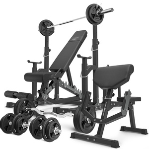 Set MS5_2.0_113KG | panca bifacciale + cavalletti regolabili + Panca Scott con supporto regolabile + barre rinforzate e pesi 113 kg - Marbo Sport