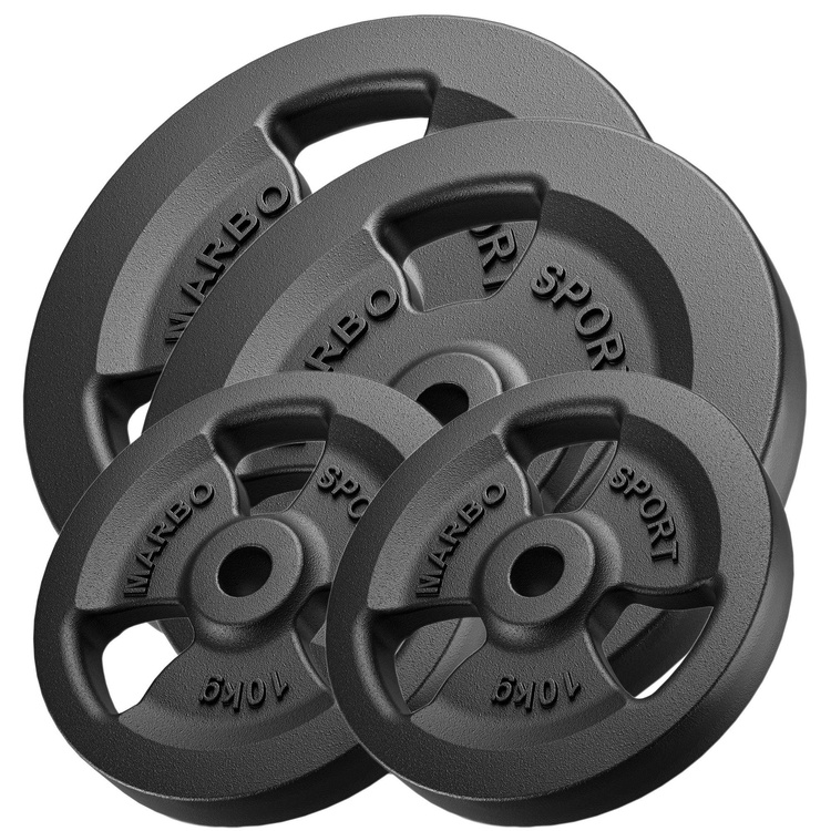 Set di pesi in ghisa Tri-Grip con foro ø31 mm | Set 30 kg / 4 x 5 kg + 4 x 2,5 kg - Marbo Sport