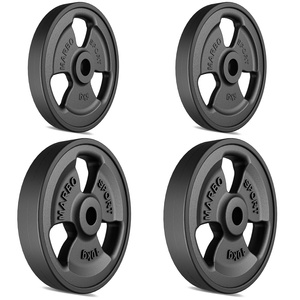 Set pesi in ghisa gommati Tri-Grip con foro ø 31 mm | Set 30 kg / 2 x 10 kg + 2 x 5 kg - Marbo Sport