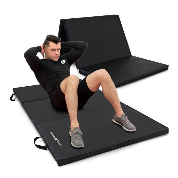 Materasso pieghevole ginnico duro in velcro 180 x 90 x 5 cm nero - Marbo Sport
