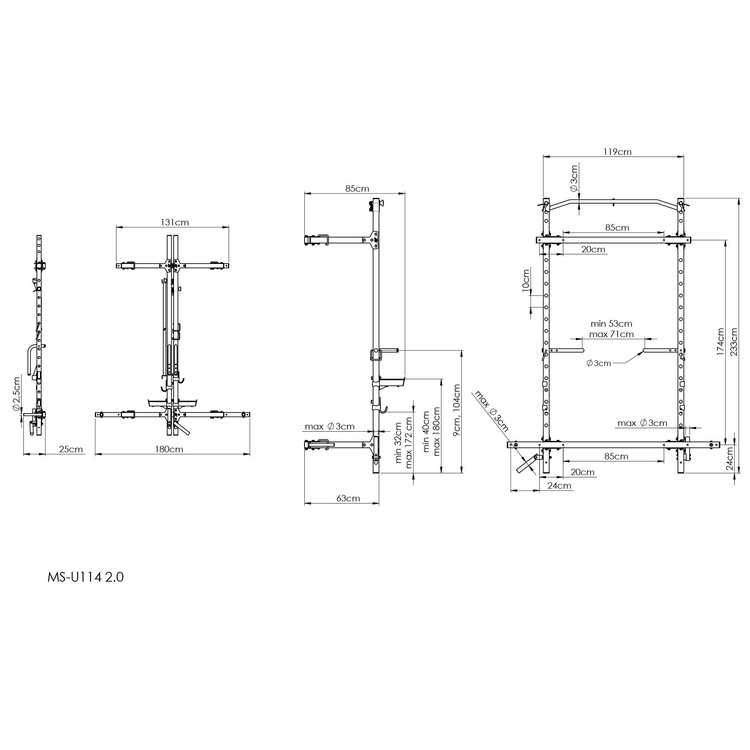 Power Rack pieghevole MS-U114 2.0 - Marbo Sport