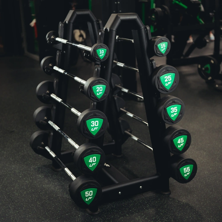 Set di bilancieri dritti in poliuretano 10-55 kg (incremento di 5 kg) 325 kg – UpForm