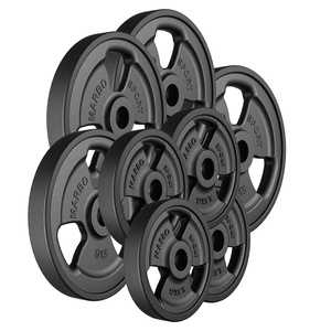 Set pesi in ghisa gommati Tri-Grip con foro ø 31 mm | Set 30 kg / 4 x 5 kg + 4 x 2,5 kg - Marbo Sport