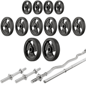 Set MS2_2.0_83KG_G | panca bifacciale + cavalletti regolabili + barre rinforzate e pesi gommati 83 kg - Marbo Sport