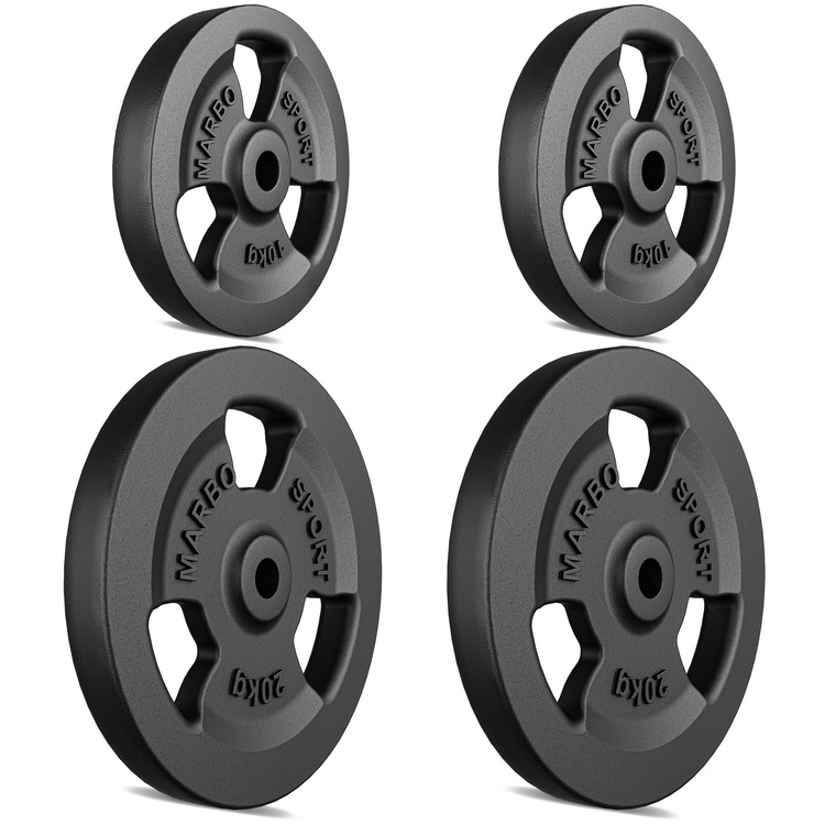Set di pesi in ghisa Tri-Grip con foro ø31 mm | Set 30 kg / 4 x 5 kg + 4 x 2,5 kg - Marbo Sport