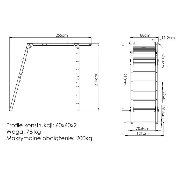 Scala da ginnastica esterna PREMIUM MO-016 - Marbo Sport