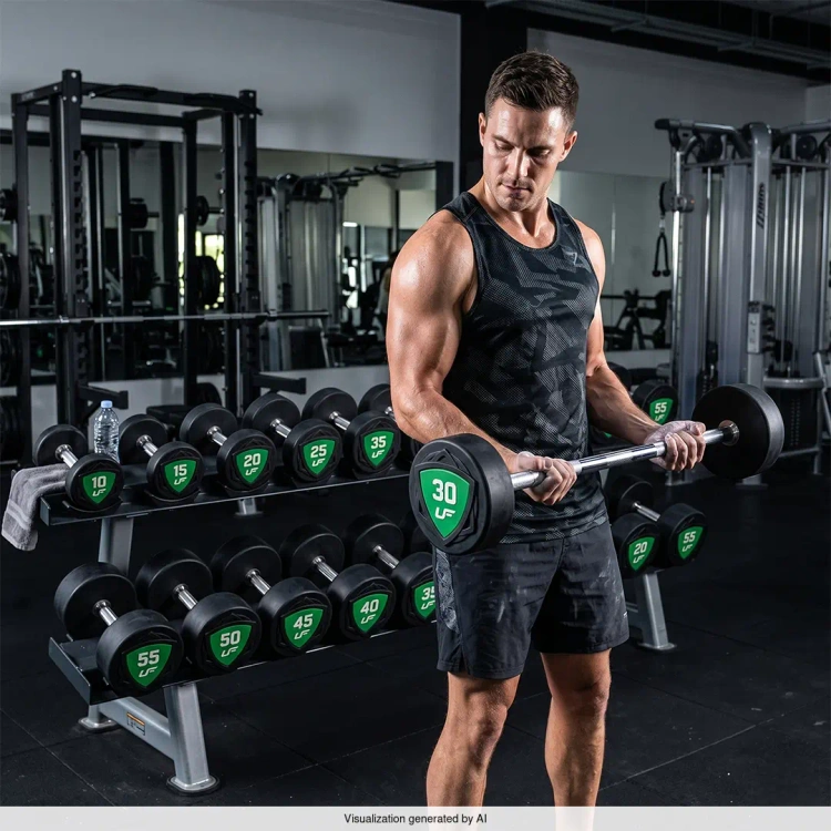 Set di bilancieri dritti in poliuretano 10-55 kg (incremento di 5 kg) 325 kg – UpForm