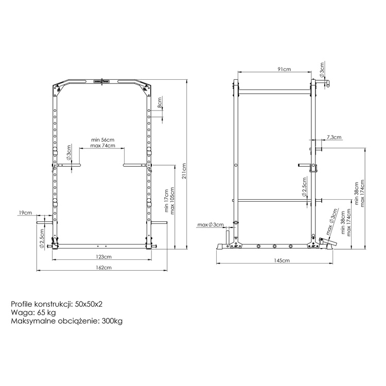 Gabbia di allenamento multifunzionale Power Rack MS-U112 2.0 - Marbo Sport
