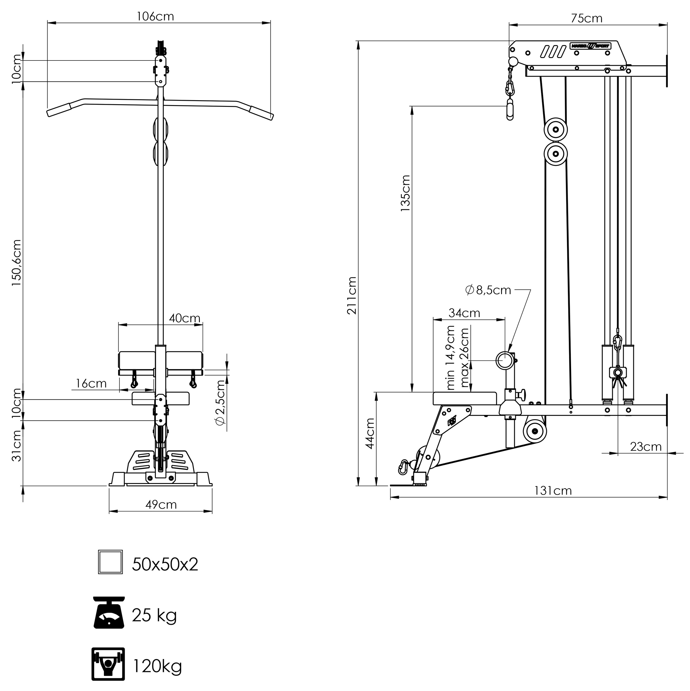 MS-W104 2.0 – Lat Pulldown da Parete per un Allenamento di Forza Efficace