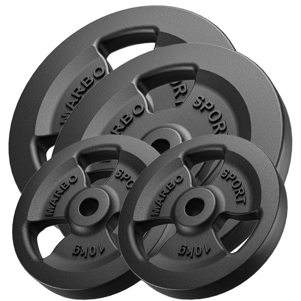 Set di pesi in ghisa Tri-Grip con foro ø31 mm | Set 30 kg / 4 x 5 kg + 4 x 2,5 kg - Marbo Sport